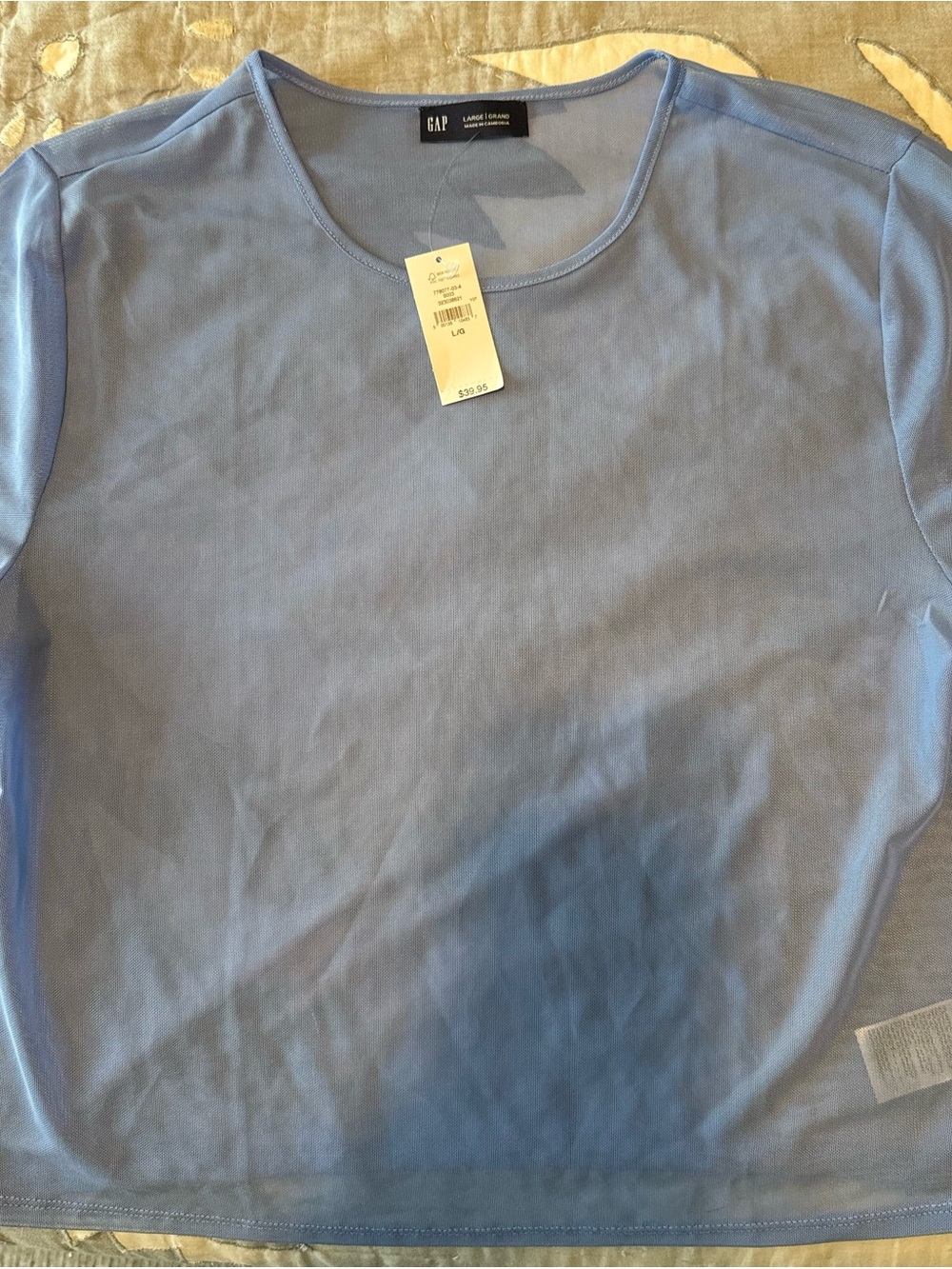 GAP Light Blue Crew crop Mesh shirt
